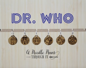 Dr Who Knitting Stitch markers set, dalek, angel, time lord snag free stitch markers, tardis, progress keepers. Whovian stitch markers