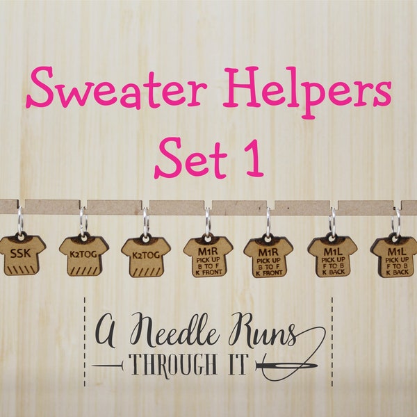 Ensembles de marqueurs de point Sweater Helpers, marqueurs de point utiles, marqueur d'augmentation, marqueur de diminution, règle et porte-épingles, marqueurs de progression.