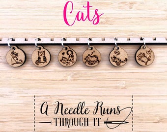 Kitty Cats stitch marker set, snag free stitch markers. cute cats stitch markers for knitting. Snag Free Stitch markers, crochet cat markers