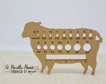 Sheep Knitting Needle gauge, small needle gauge. cute sheep needle gauge for knitting needles. All sizes 2" needle knitting gauge