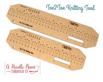 Toe2Toe Knitting tool for Sock Knitting, Kitchener Stitch and bind off Instructions. Knitting Tool for socks. Sock Knitting measuring ruler