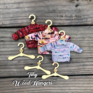 Tiny Sweater wood hanger for knitted sweater ornaments. Holiday Christmas decoration. Cute ornament wooden hanger for tiny knitted sweaters