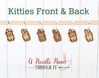 Kitties front and back Stitch markers set, sock knitter, knitter gift, snag free stitch markers. Cat crochet markers, progress keeper