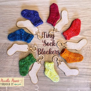 Tiny Sock Blockers hanger for knitted socks ornaments. Ornament sock pattern. Cute ornament wooden hanger for tiny knitted socks