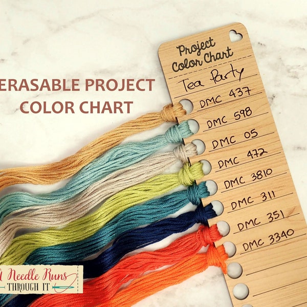 Erasable and Reusable Project Color Chart, For Embroidery, Cross Stitch, Knitting or Crochet