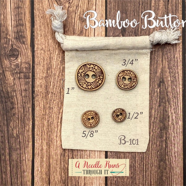B-101 Wood Bamboo buttons, buttons for knits, knitting and crochet sweater buttons. sewing notions, button closure. Sewing buttons bamboo