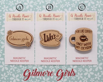 Cross Stitch Needle Minder, Cross Stitch Designs, Wood Magnetic Needle Minder. Hand embroidery, Needle Keeper. G Girls Needle Keeper
