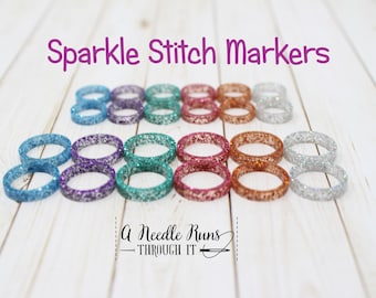 Sparkle rings stitch marker set for Large needles, Stitch markers for knitting, Tin of knitting markers. Sparkle Markers for large needles