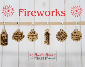 Fireworks Knitalong Stitch marker set, snag free markers,  Olive Knits knitalong stitch marker set, 4 day kal, fireworks stitch markers