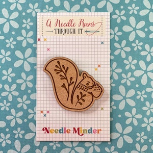Cross Stitch Needle Minder, Folk art squirrel needle minder, Wood Magnetic Needle Minder. Hand embroidery, Needle Keeper. cross stitch