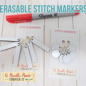 Erasable Stitch Markers for Knitting or Crochet. Reusable stitch markers. Write on st. markers White surface write on with marker