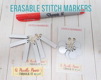 Erasable Stitch Markers for Knitting or Crochet. Reusable stitch markers. Write on st. markers White surface write on with marker