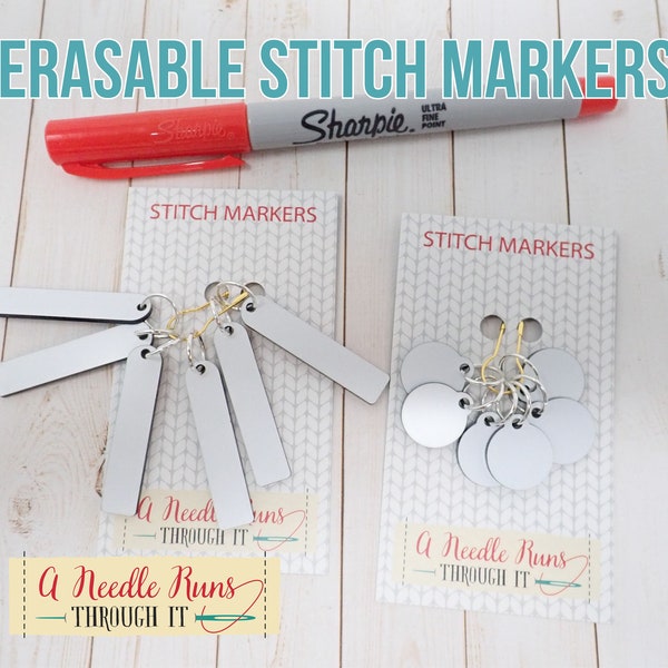 Erasable Stitch Markers for Knitting or Crochet. Reusable stitch markers. Write on st. markers White surface write on with marker