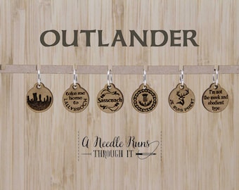 Out lander inspired Stitch markers set, celtic, knitter gift, snag free stitch markers, sassenach stitch marker set, Jamie and Claire