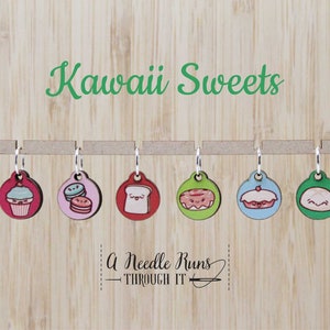 Kawaii Sweets, Stitch markers set, sock knitter, happy food snag free stitch markers, kawaii stitch markers, color stitch markers