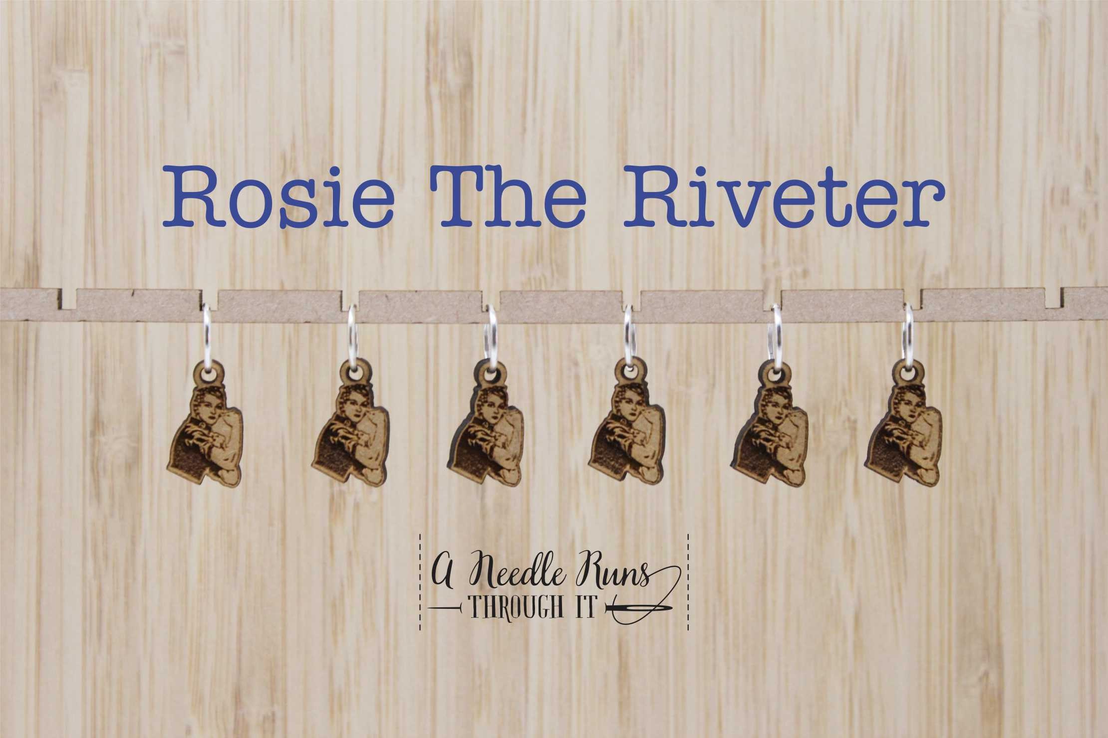 Rosie Stitch marker set, snag free stitch markers. Rosie the Riveter stitch markers for knitting. Snag Free Stitch markers, crochet Feminist