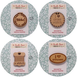 Cross Stitch Needle Minder, Cute stitcher needleminder,Wood Magnetic Needle Minder. Hand embroidery, Needle Keeper.Needleminder cross stitch