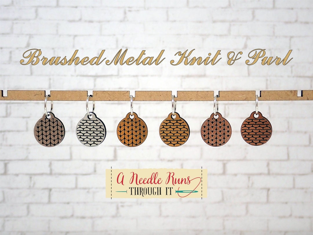 Brushed Metal Rose Gold, Gold and Silver Knit and Purl Stitch Markers