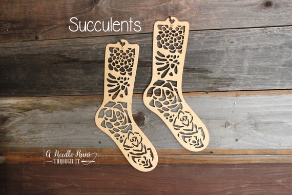 S M Succulents Sock Blockers L sizes.Wood sock form Baltic Birch Succulent Design Wood Sock blockers,pair of blockers for knitting socks