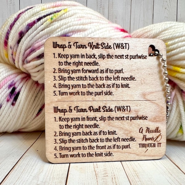 Wrap and Turn Instruction Tag | Maple Knitting Guide | Short Rows Helper Tag