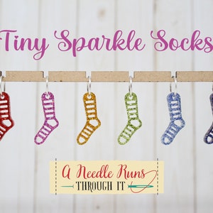 Tiny Sparkle rainbow sock stitch marker set for Knitting and crochet, Stitch markers for knitting, Progress keeper knitting markers