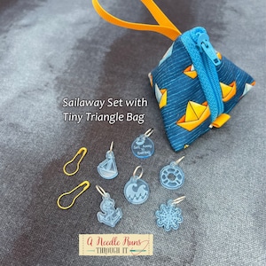 Sailaway Knitalong Stitch Marker Set and Tiny triangle matching bag. Olive Knits 4 day KAL st. marker set, Knitting. Sailing stitch markers image 4