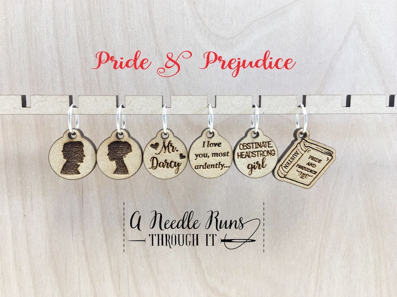 Pride & Prejudice Inspired - Stitch Markers (set of 6) image 1