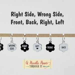 Right Side, Wrong side stitch marker set. front back knitting markers, progress keepers, Left-Right stitch markers