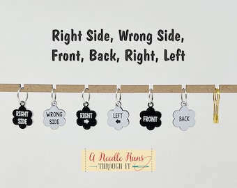 Right Side, Wrong side stitch marker set. front back knitting markers, progress keepers, Left-Right stitch markers