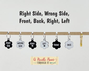 Right/Wrong Side, Front/Back, Left/Right  - Stitch Markers (set of 6)