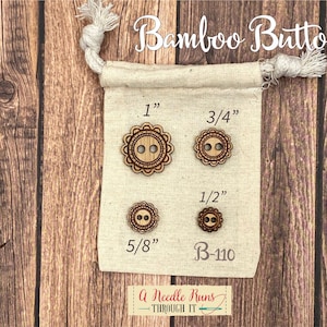 B-110 Wood Bamboo buttons, buttons for knits, knitting and crochet sweater buttons. sewing notions, button closure.Bee Sewing buttons bamboo
