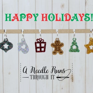 Happy Holidays stitch marker set, snag free stitch markers, st markers for knitting, Christmas knitting markers, crochet progress keeper