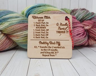 Kitchener Stitch Hilfe Anhänger, Strickanleitung, Stretchy Bind Off Anleitung, Sockenstrickanleitung. Geschenk der Strickerin