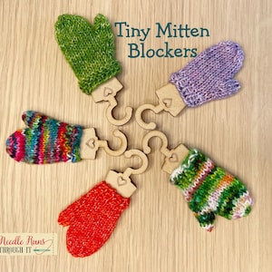 Tiny Mitten Blockers hanger for knitted mitten ornaments. Ornament sock pattern. Cute ornament wooden hanger for tiny knitted mittens