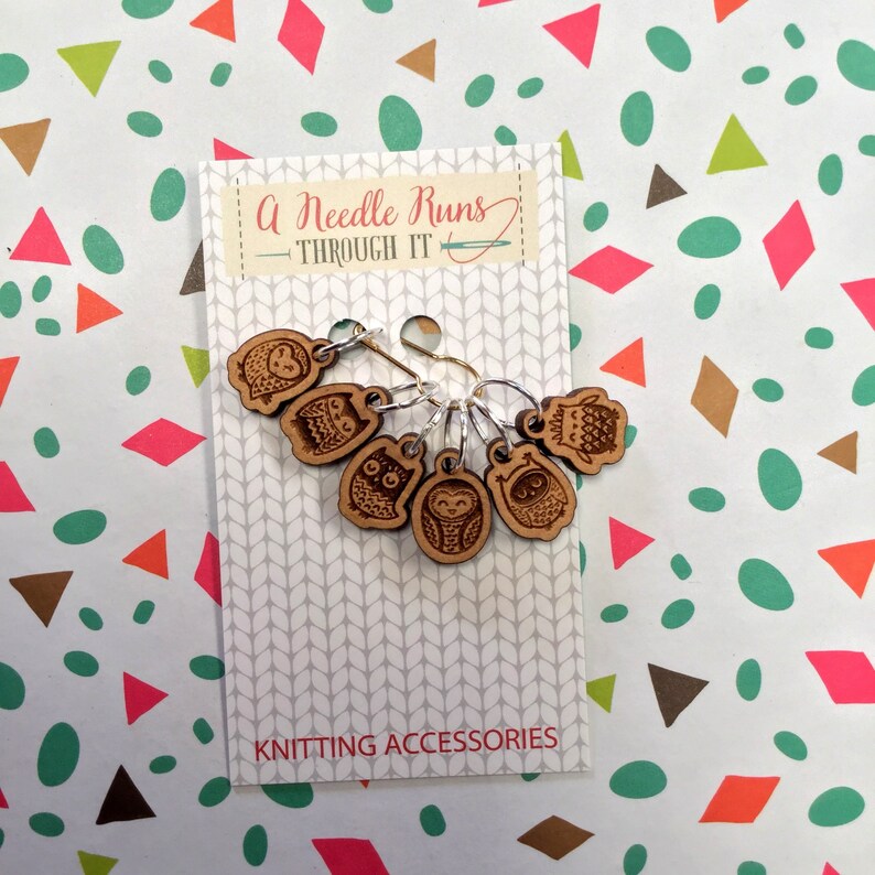 Owls Stitch Markers Set Snag Free Stitch Markers. Cute Wooden Etsy