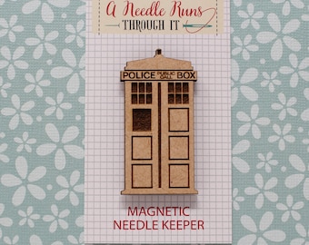Cross Stitch-naald minder, Tardis Doctor Who-naald minder, houten magnetische naald minder. Handborduurwerk, politiedoos