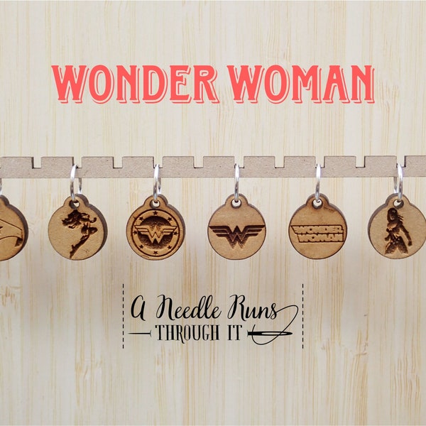 Wonder Woman inspired Stitch markers set, sock knitter, knitter gift, snag free stitch markers, Wonder Woman Crochet progress keepers