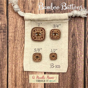 B-105 Wood Bamboo buttons, buttons for knits, knitting and crochet sweater buttons. sewing notions, button closure. Sewing buttons bamboo