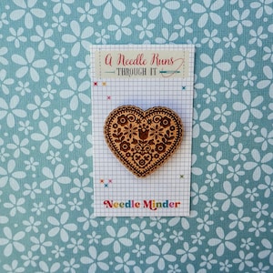 Cross Stitch Needle Minder, Heart needle minder, Wood Magnetic Needle Minder. Hand embroidery, Needle Keeper, cross stitch heart