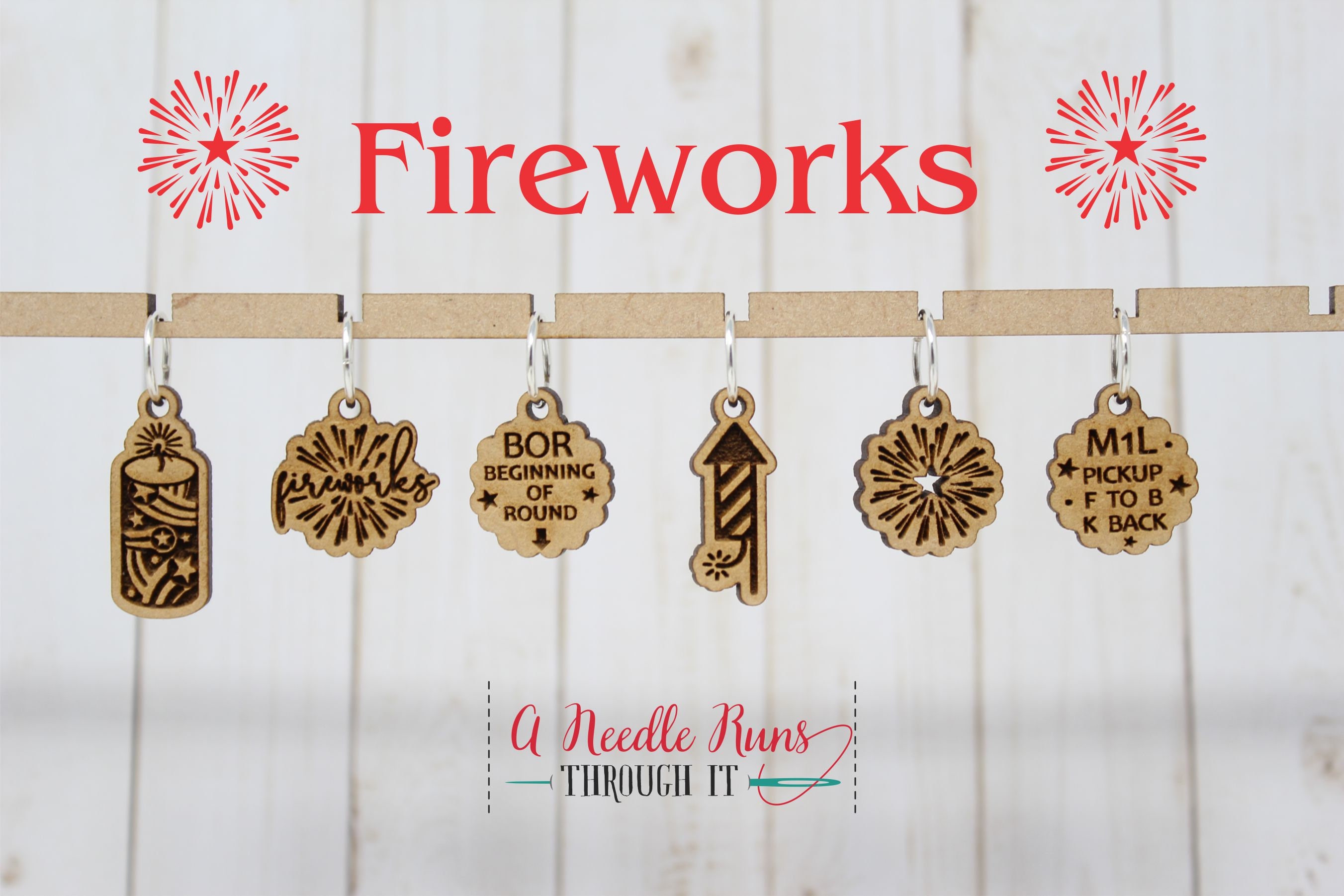 Fireworks Knitalong Stitch marker set, snag free markers,  Olive Knits knitalong stitch marker set, 4 day kal, fireworks stitch markers
