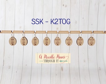SSK & k2tog Decreases - Stitch Markers (set of 8)