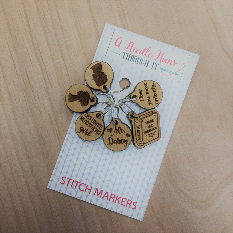Pride & Prejudice Inspired - Stitch Markers (set of 6) No