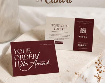 Editable Luxury Thank You Card Template, Custom Small Business Packaging Insert, Printable Design Template