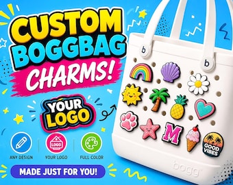 Custom Bogg Bag Charms | Your Logo & Any Design PVC Bogg Bag Accessories |Personalized Bogg Bag Buttons | Beach Bag Charms |Custom Bogg Bits
