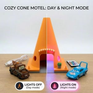 LED Cozy Cone Motel Display/Night Light – Cars Movie Inspired Die-Cast Car Stand
