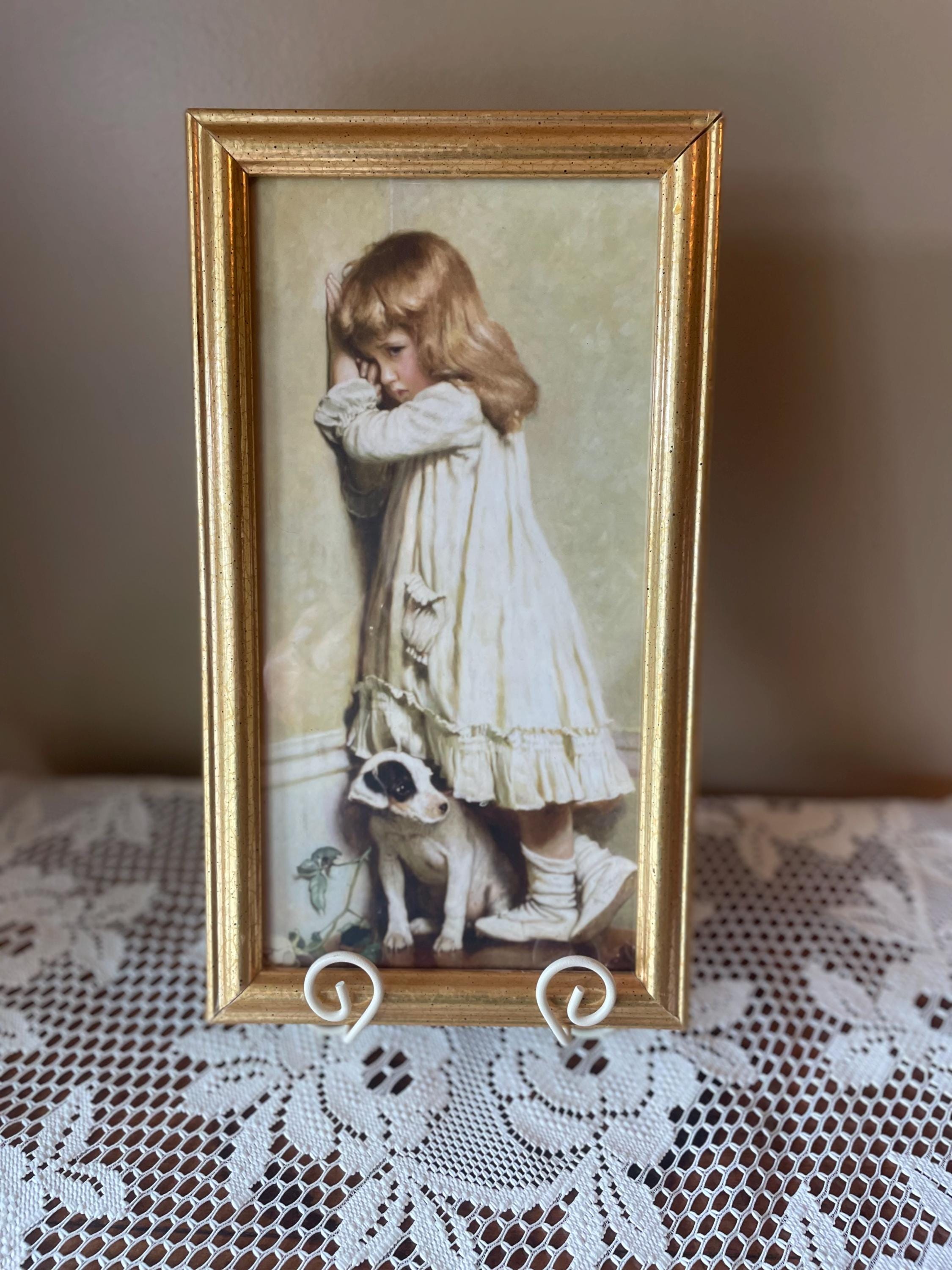 Antique Girl With Dog Picture - Etsy