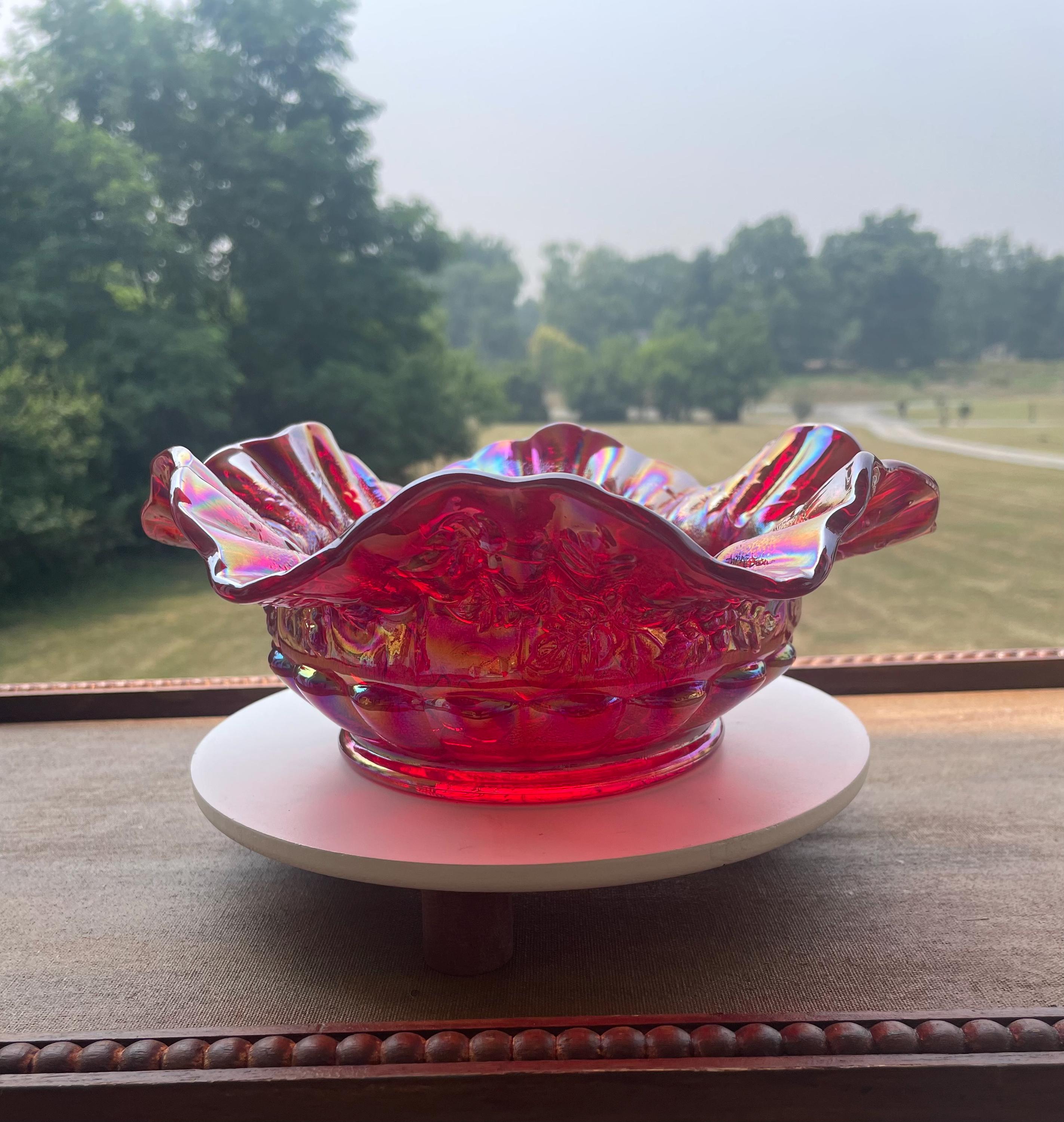 Fenton Red Carnival Glass - Etsy