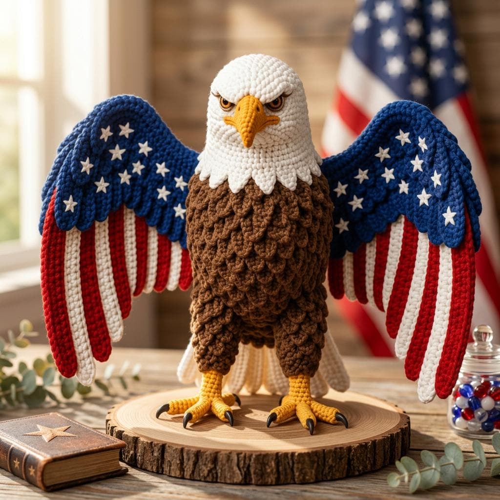 Patriotic Bald Eagle Amigurumi Crochet Pattern