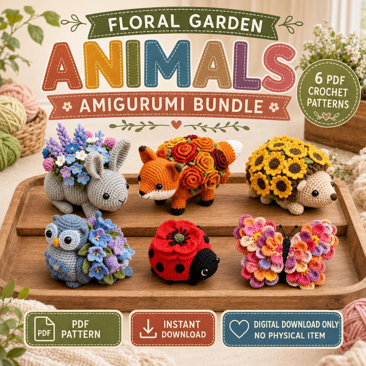 39 Plushie Crochet Patterns for Soft, Cuddly Amigurumi Makes 29 Floral Garden Animals Amigurumi Crochet Pattern Bundle (6