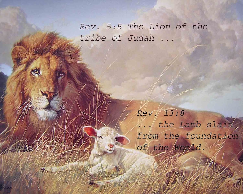 Lamb and Lion Christian Bible Verse Etsy UK